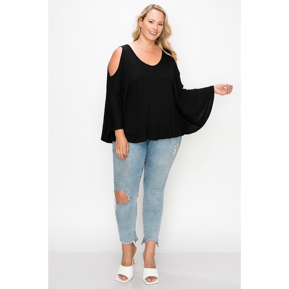 Solid Top Featuring Kimono Style Sleeves - Picture 2 of 9